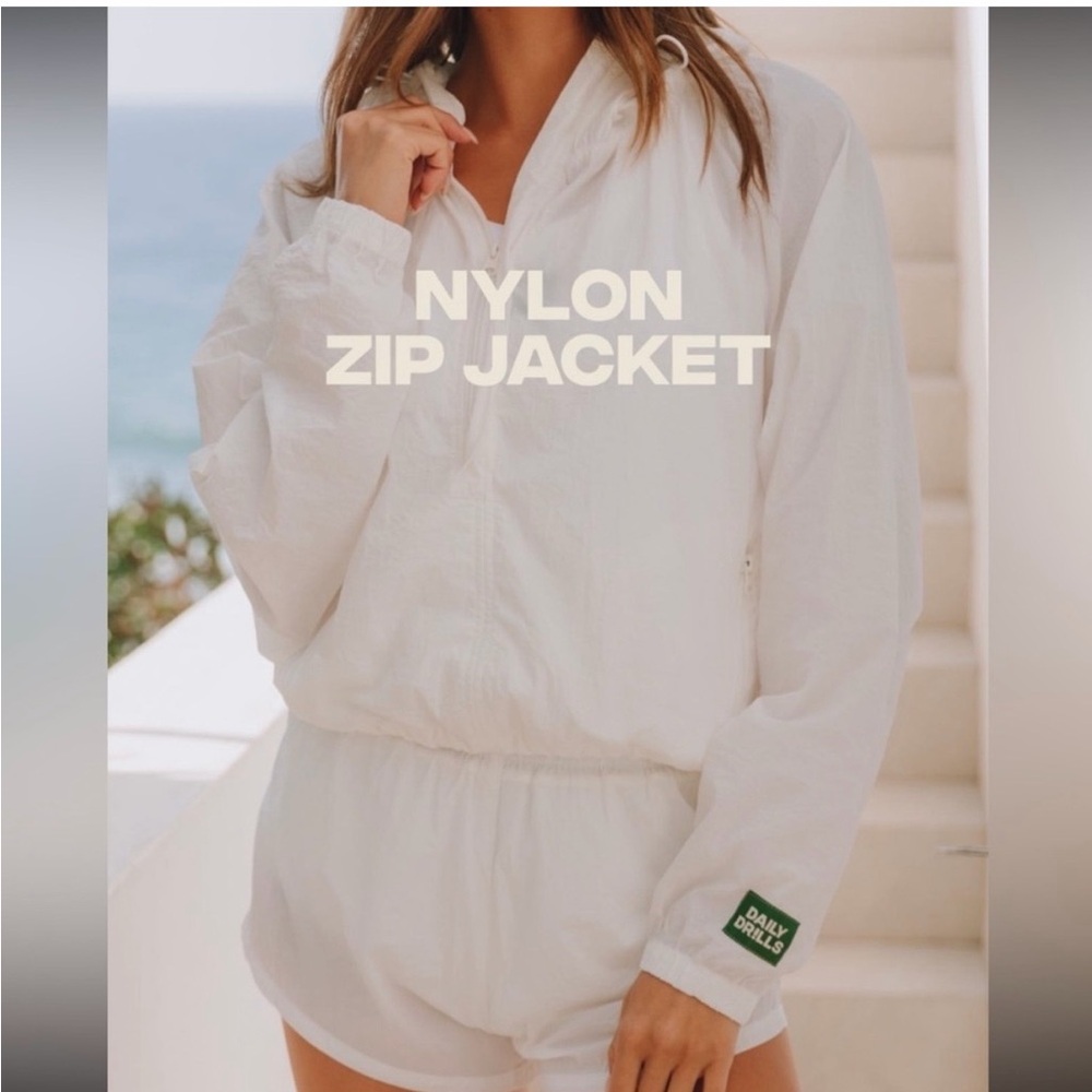 Daily Drills White Nylon Zip Jacket